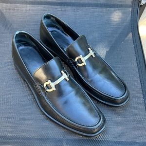 Mens Ferragamo, Black slip on loafers, Size 8.5